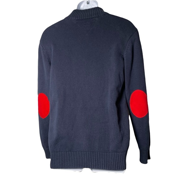 Tommy Hilfiger 1/4 Zip Navy Sweater with Elbow Patches Boys XL (20) Preppy Retro - Picture 2 of 10